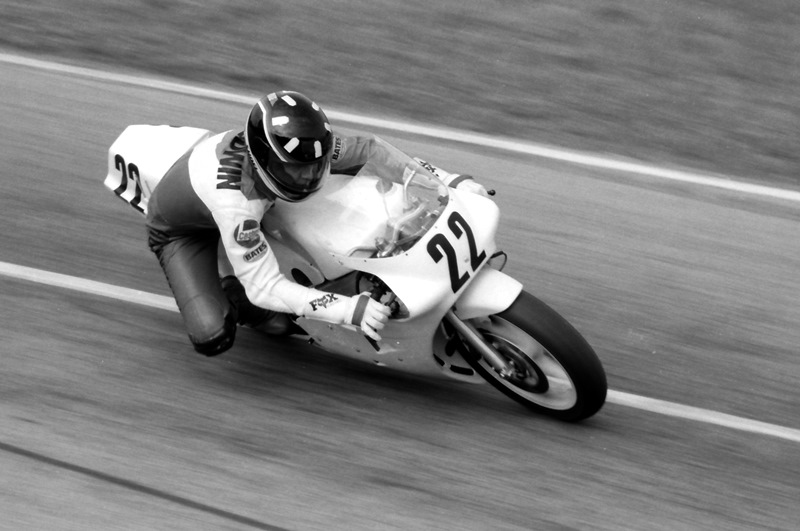 Canadian Miles Baldwin racing in the AMA 250 Grand Prix race at Road Atlanta in May of 1987. “Milo” nearly pulled off what would have been the greatest upset in AMA road racing history in 1983, when he narrowly lost the AMA National Road Racing title to factory Honda’s Mike Baldwin. (Larry Lawrence photo)