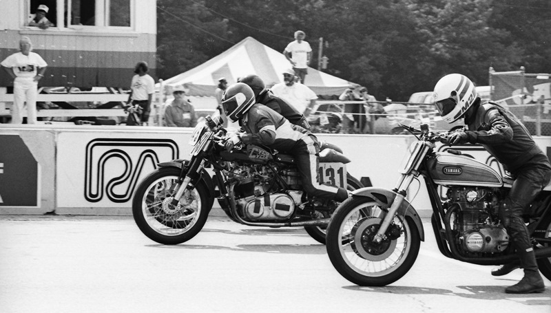 Stan Keyes gets a great launch on his 1972 Norton Commando during an AHRMA race at Road America in Elkhart Lake, Wisconsin, in June of 1989. Keyes went on to beat Pete Watson and Rob Tuluie to win the 750 Sportsman class that day. (Larry Lawrence photo)