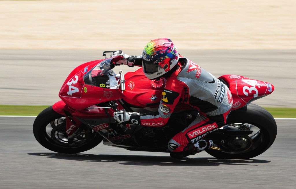 To my eye the Veloce Racing MV Agusta F3 675 raced by Michael Barnes in Daytona SportBike wins the best-looking road race bike in America in 2014 hands down. This photo was taken during DSB practice at Barber Motorsports Park this past weekend. (Larry Lawrence photo)
