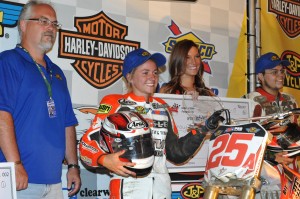 Shayna Texter has been used to winning in the Pro Singles support class, but she acknowledges her goals are a bit more modest this year in the premier AMA Grand National class. (Photo by Larry Lawrence)