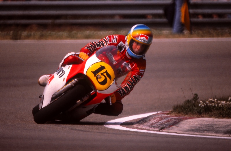 Graziano Rossi racing a Marlboro Yamaha at the 1982 Imola 200. A former Grand Prix motorcycle road racer, Rossi raced in both the 500cc and 250cc Grand Prix classes in the late 1970s and early 1980s. Rossi of course is the father of multi-time World Champion Valentino Rossi. (Henny Ray Abrams photo)