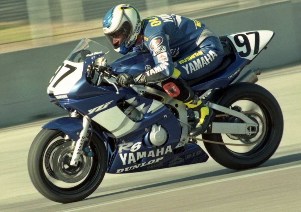 Rich Oliver in pre-season testing in January of 1999 at Laguna Seca Raceway. Oliver was best known for his 250 Grand Prix and Superbike performances, but he showed a lot of promise on 600s as well showing his versatility. (Henny Ray Abrams photo)