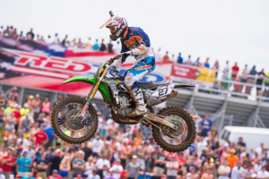 Nick Wey in front of his fellow "Michigan Mafia" fans at RedBud MX in 2014. (Photo: Simon Cudby)