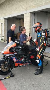 Dale Quarterley, Ron Barrick and Anthony Kosinski at the recent MotoAmerica test at COTA.