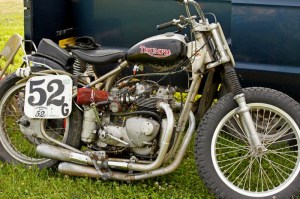 Paul Bailey's #53G Pre-unit Triumph was one representation of machines contesting the Brakeless Class at the 2015 AMA Vintage Dirt Track National Championship Series at the Mid-America Speedway in August '15. (Photos by Mike 'Stu' Stuhler/Stu's Shots)