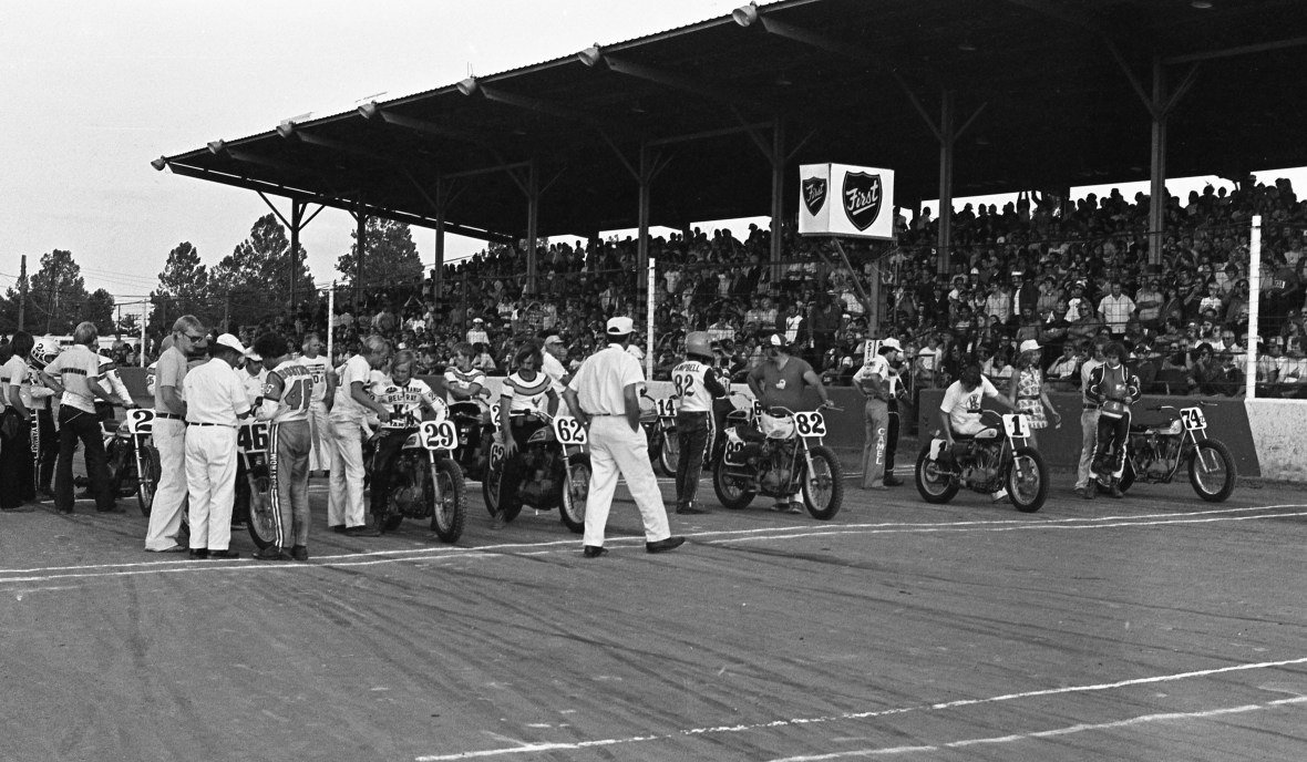 Terre Haute, Indiana 1976. AMA Grand National Motorcycle Race.